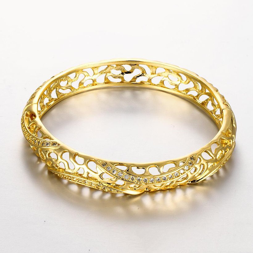 Wholesale Romantic 24K Gold Round CZ Bangle&Cuff TGGPBL042 5