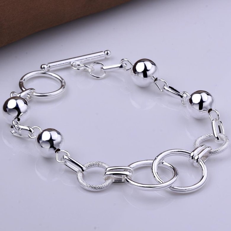 Wholesale Romantic Circular chain Silver Bracelet TGSPB008