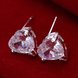 Wholesale Cute Female Love Heart Stud Earrings Silver plated Small Earrings Charm Crystal zircon Wedding Earrings For Women TGSPE152 1 small
