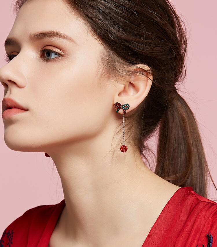 Wholesale New Arrival Fashion Trendy Dangle Bowknot ball tassel earrings Simple Korean Jewelry Female Long Pendant Eardrop VGE102 6
