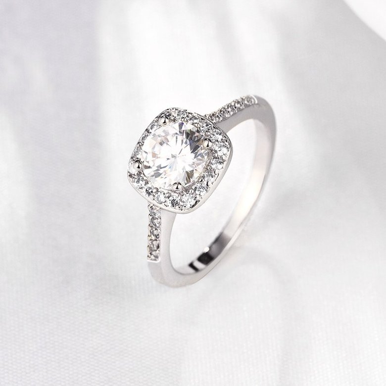 Wholesale Classic Platinum Geometric White CZ Ring TGGPR1300 2