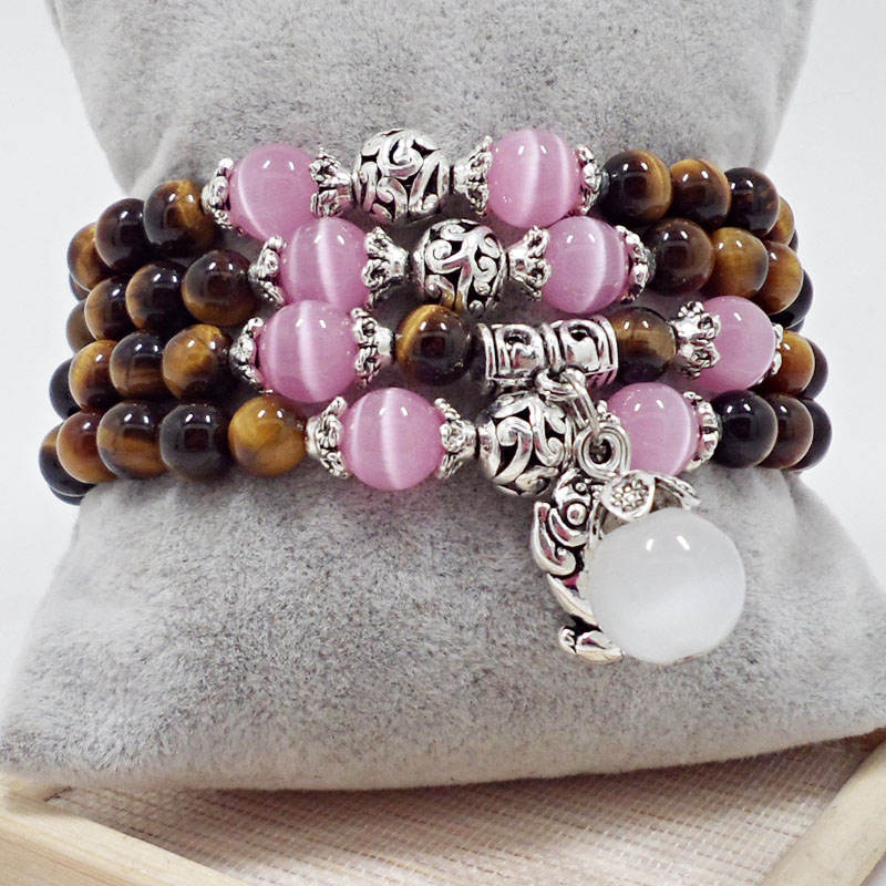 Wholesale Natural Stone Beads Buddha opal Bracelet Brown Tiger Eyes ...